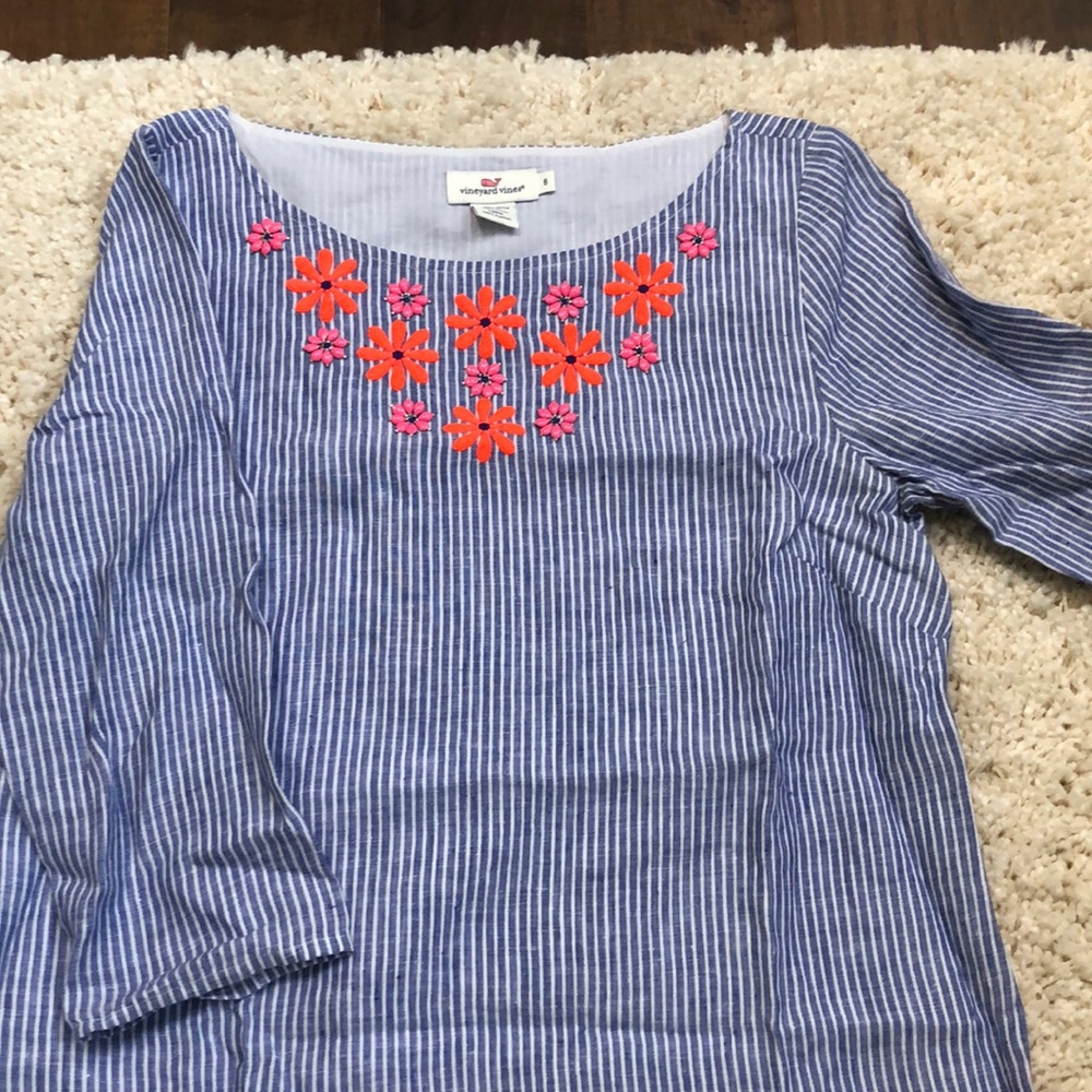 Vineyard Vines Striped Linen Top size 6
